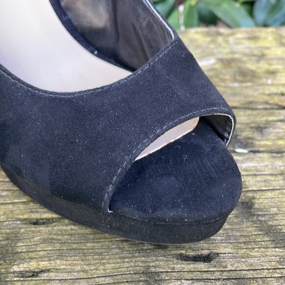 Marc Fisher Black Suede Mary Jane Peep Toe High Heels Women's 8 1/2 M - Picture 12 of 15